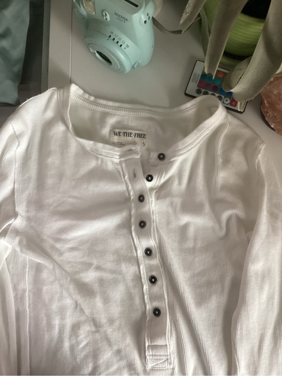 We The Free Tops - We The Free White Ribbed Button-Front Henley